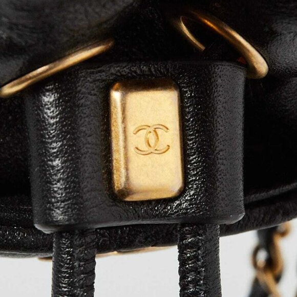 Chanel Black Quilted Leather Mini Drawstring CC Bucket Bag - Picture 2 of 12